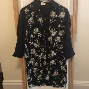 Black and white chiffon shirt dress